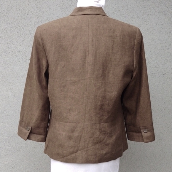 Vintage Jones Wear Brown Linen Blazer 10 - Picture 3 of 8